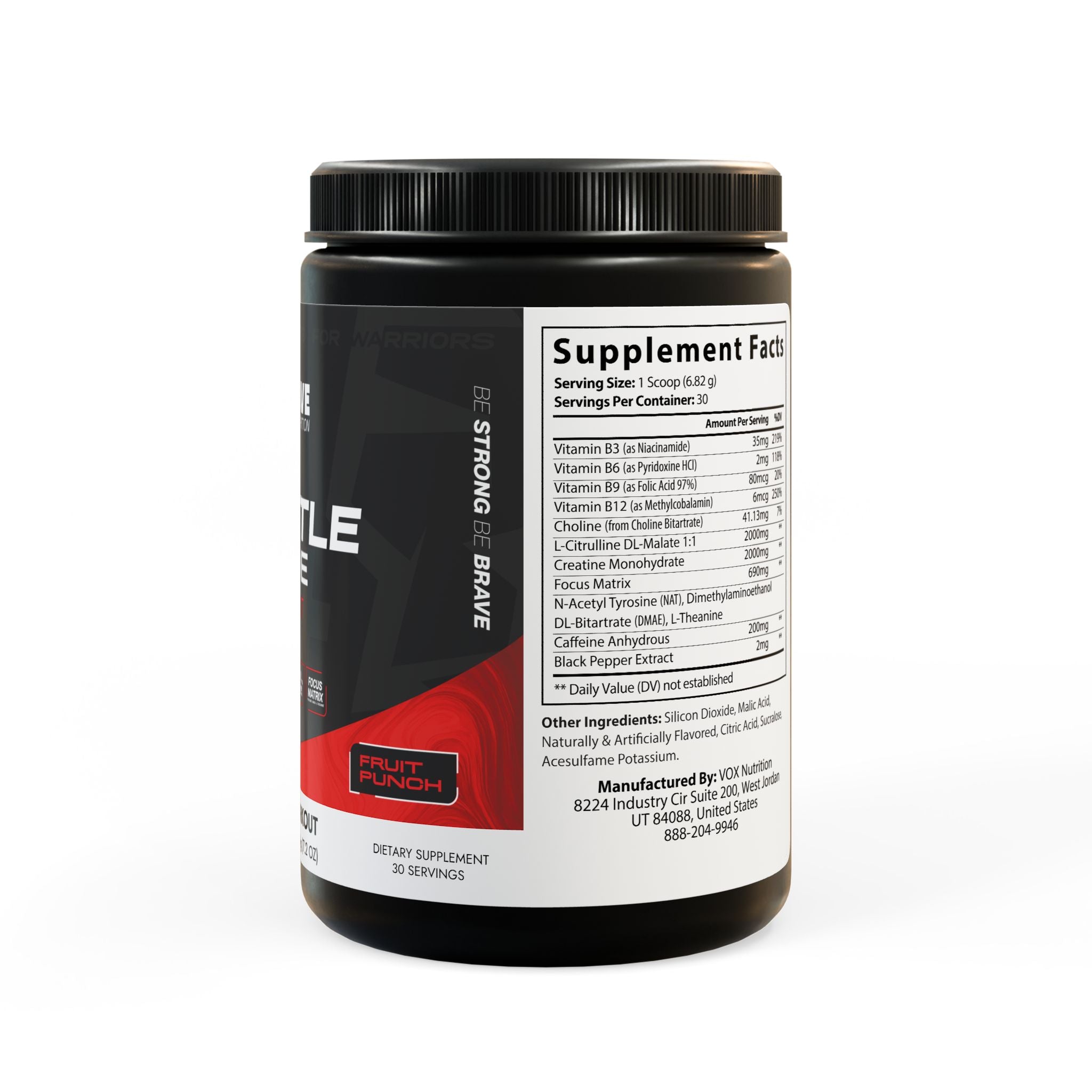 Brave Battle Mode Pre-Workout Supplement, Fruit Punch (204g, 7.1oz)