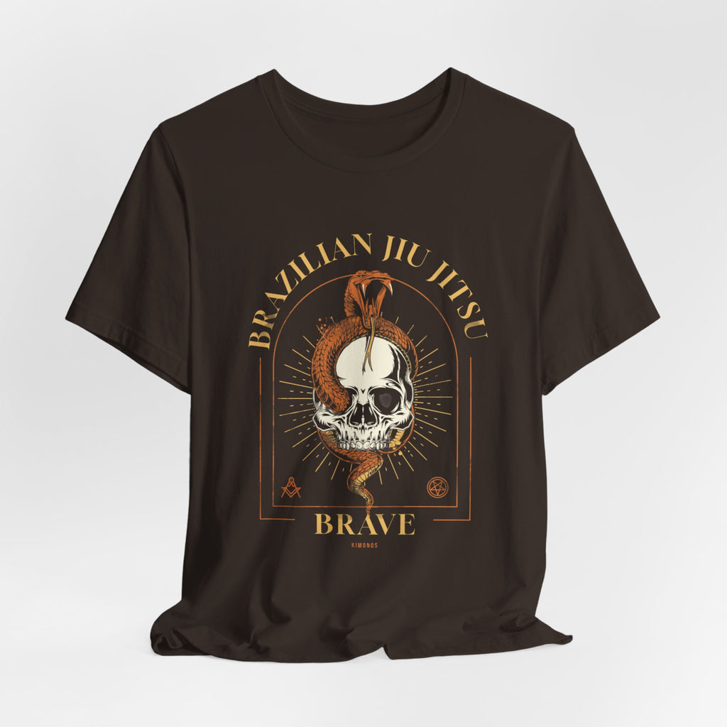 Brazilian Jiu Jitsu Skull Tee — "Brave" Martial Arts Graphic Shirt