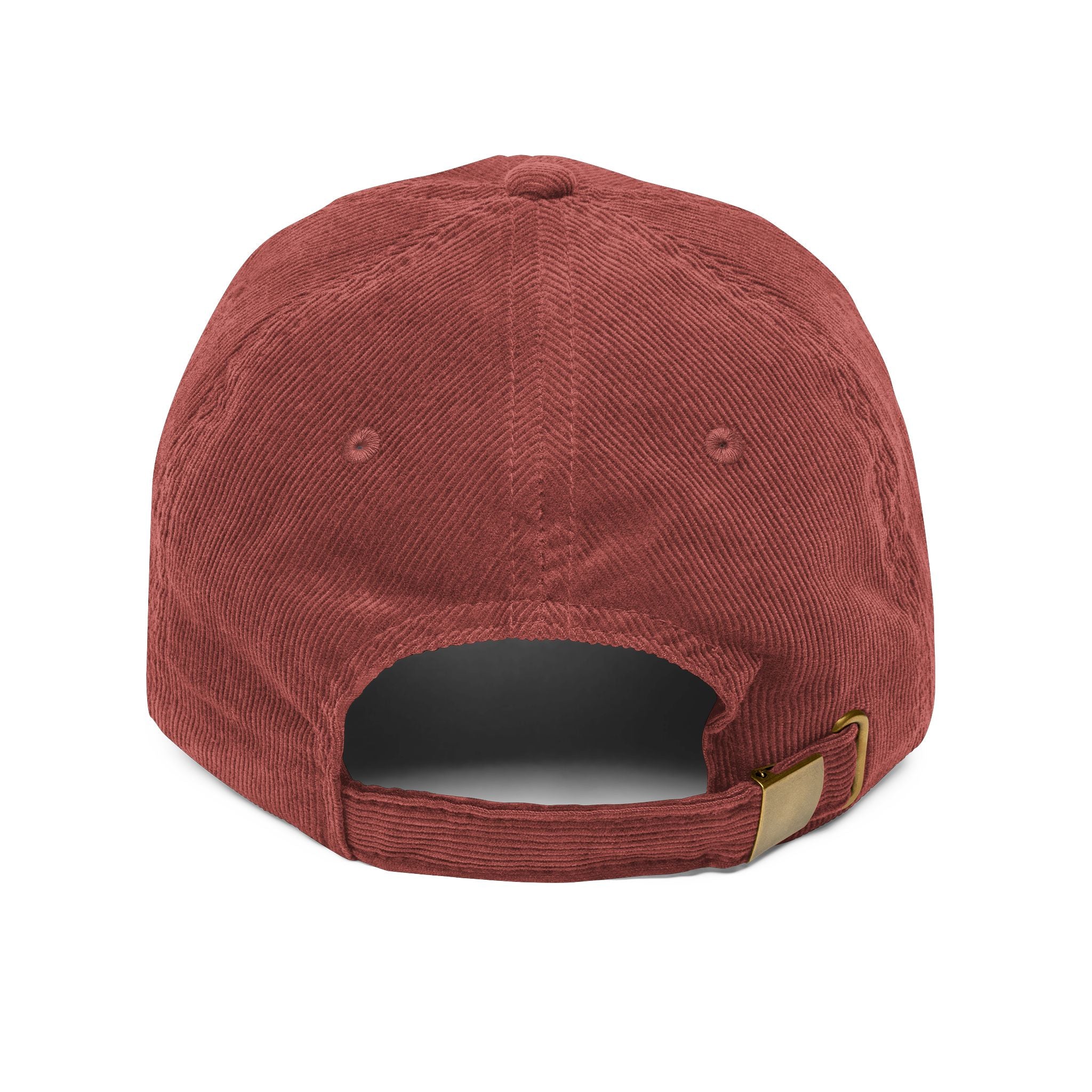 Vintage Corduroy Embroidered Cap — Retro Gothic Script Hat