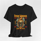 Graphic Tee — 'Brave Kimonos' Flaming Skull Design, Fight the Noise Band Shirt