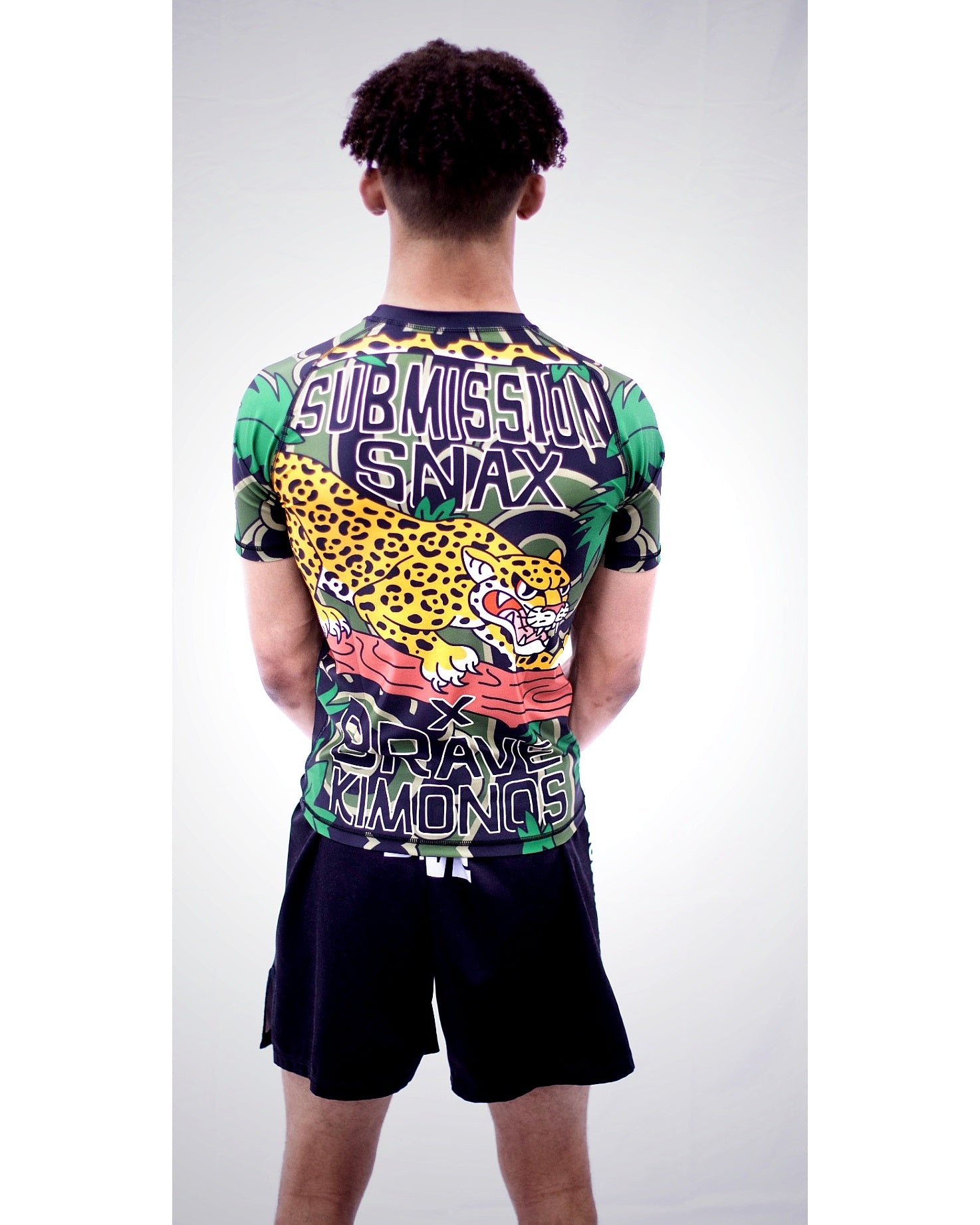 Brave Kimonos X Submission Snax  Jaguar Rash Guard short sleeve